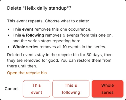 Deleting from a series
