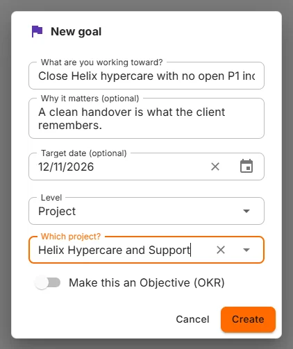 The New goal dialog