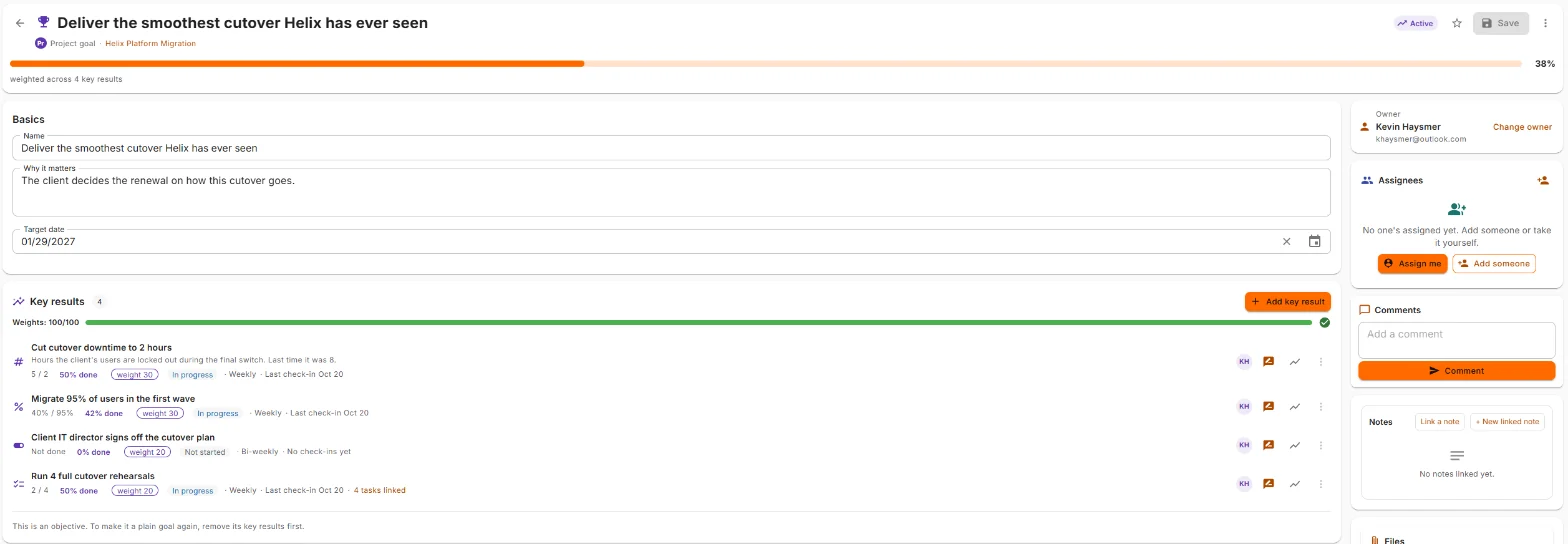 An objective with four key results