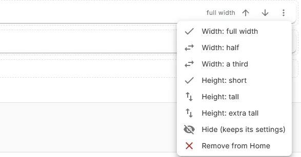 The widget menu