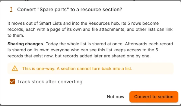 The convert dialog
