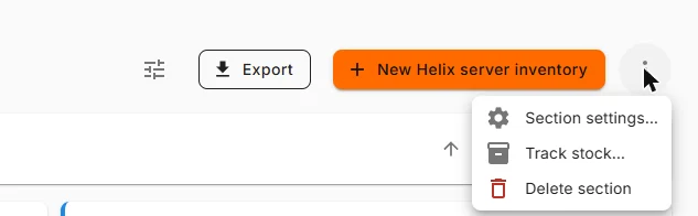 Track stock in a section's menu