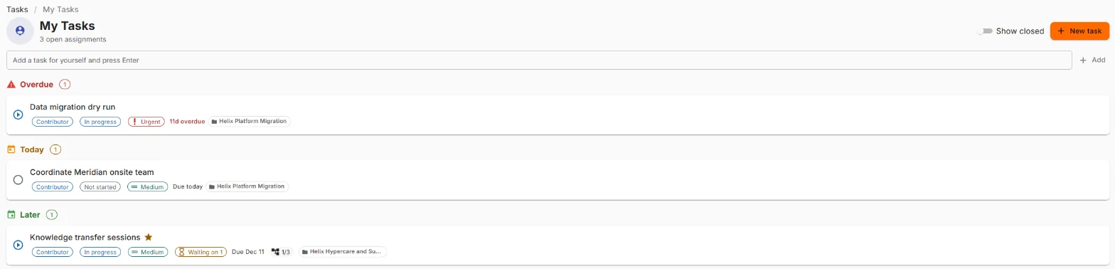 My Tasks