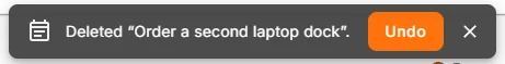 The Undo message after a delete